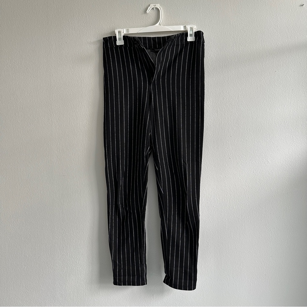 Black Pinstripe Straight Leg Pants